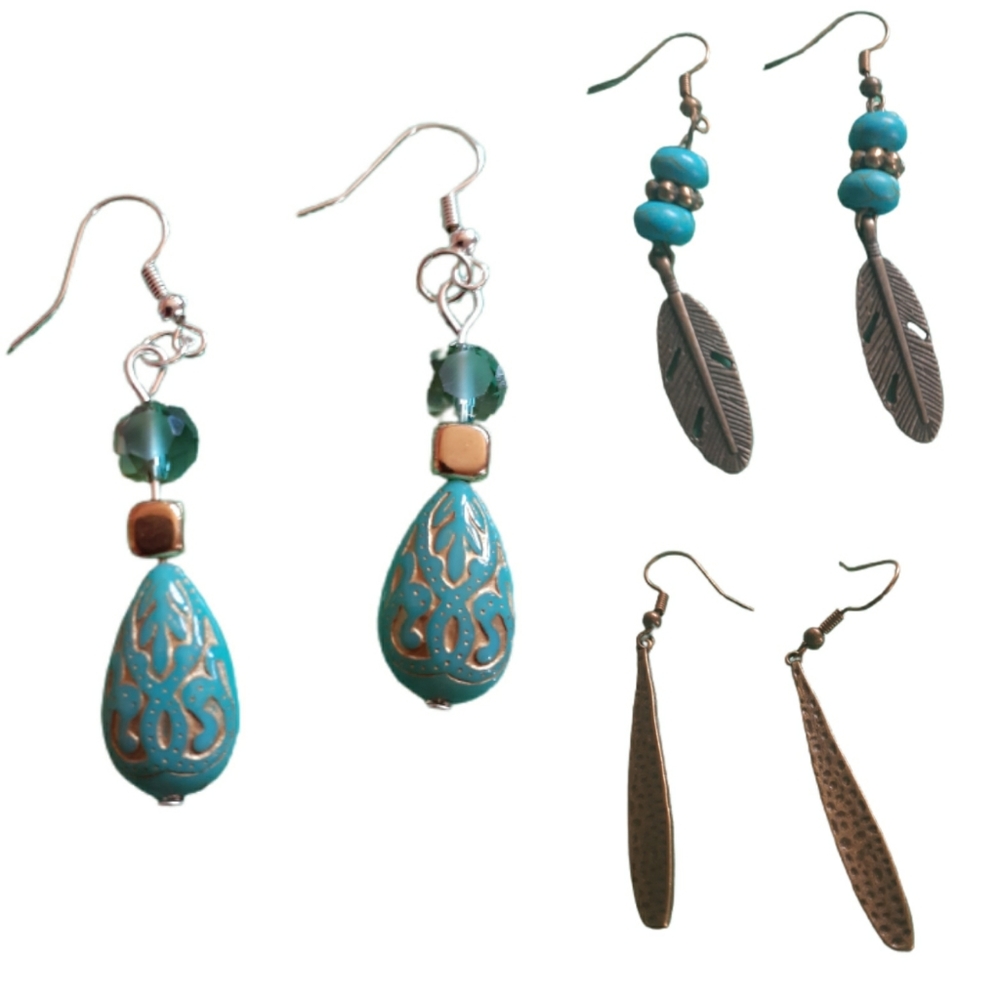 BUNDLE OF 3 PAIRS OF HANDMADE EARRINGS